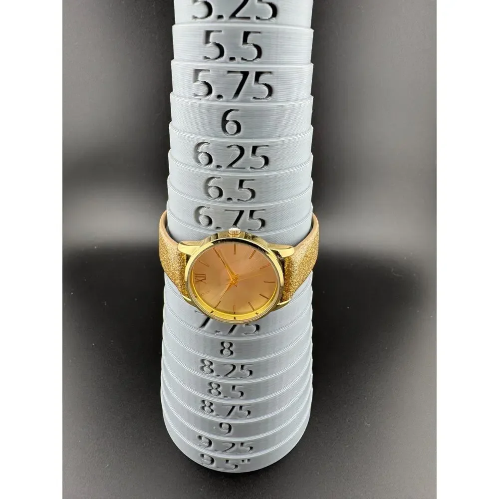 FMD Ladies Gold-Tone Watch, Glitter Strap, Roman XII